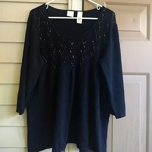 Sequined 3/4 Sleeve Top
